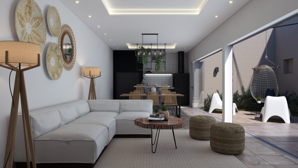 interior design, living room and kitchen